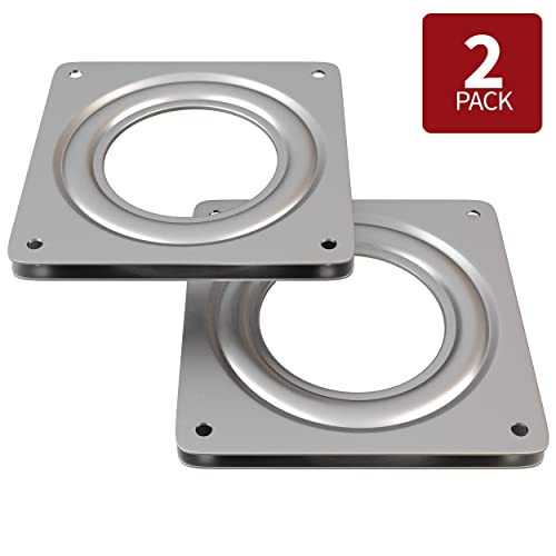 Lazy Susan Rotating Turntable Bearing Hardware 3.7-Inch Square Ball Bearing Swivel Plates Heavy-Duty Steel 300-Lb Load Capacity, 5/16-Inch Thick, 2-Pack #TOP1