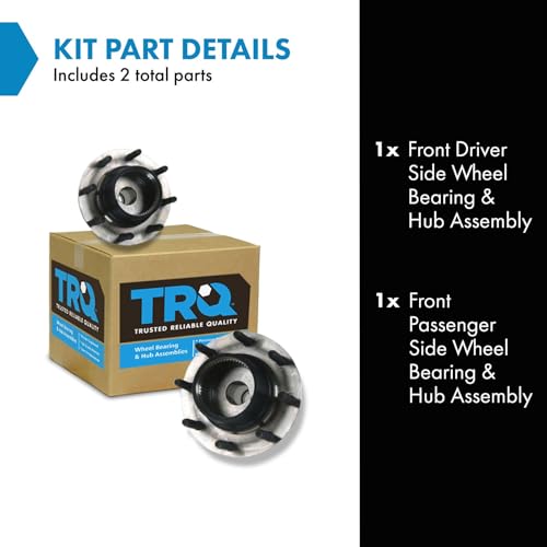Image of TRQ 2 Piece Front Wheel Bearing & Hub Assembly Set 4WD Compatible with 1999 Ford F-250 Super Duty F-350 Super Duty