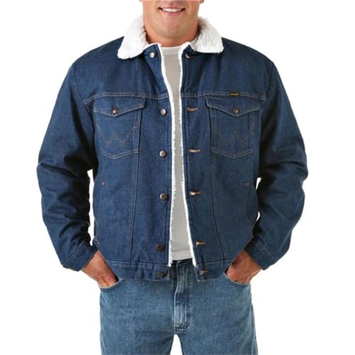 Wrangler Men's Style Cowboy Cut Western Lined Jacket, Denim/Sherpa, XX-Large