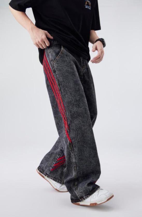 Men's Baggy Jeans Y2K Vintage Distressed Ripped Wide Leg Denim Pants Hip Hop Casual Loose Fit Streetwear Trousers3