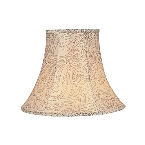 Image of Aspen Creative 58055A Bell Uno Lamp Shade in Cream Floral Pattern, 7 inch Top x 14 inch Bottom x 11 inch Slant Height, Slip UNO 36mm