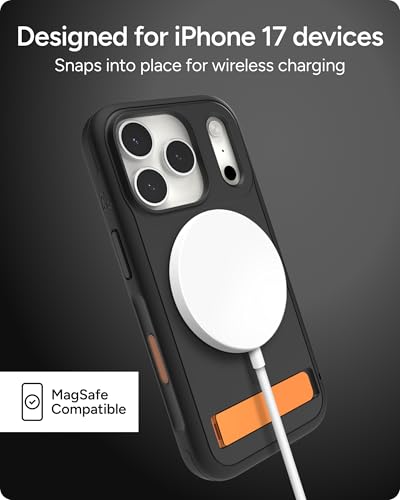 Image of ZAGG Sedona Snap Case with Kickstand for iPhone 17 Pro - Flood Black, Drop Protection (13ft /4m), Multi-Layer Protection, with Camera Button, MagSafe Phone Case with Impact-Absorbing Bumpers