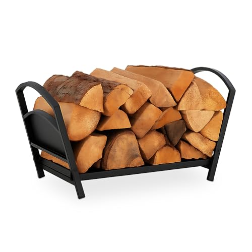Relaxdays Cesto Leñero, de Metal, Soporte para Leña Plegable, 33x66x30,5 cm, Estante para Troncos, para Interior, Negro, Acero
