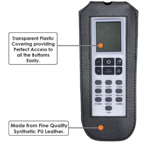 Image of Zaoma Protective Case PU Leather Cover Holder Compatible for AC Remote Model No:. 259 Compatible for Godrej AC Remote Control Protective Case (Black)