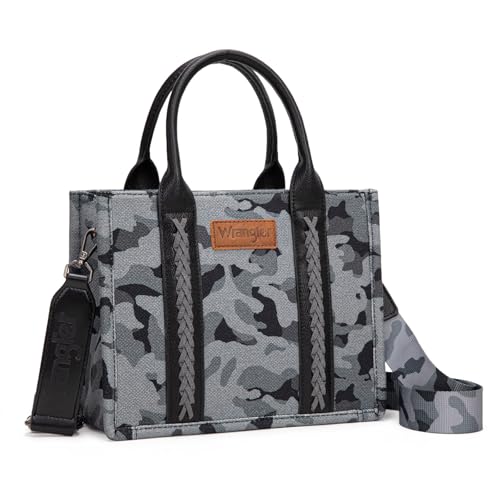 Image of Wrangler Tote Bag for Women Western Camo Pattern Canvas Crossbody bag Handbag Vintage Design