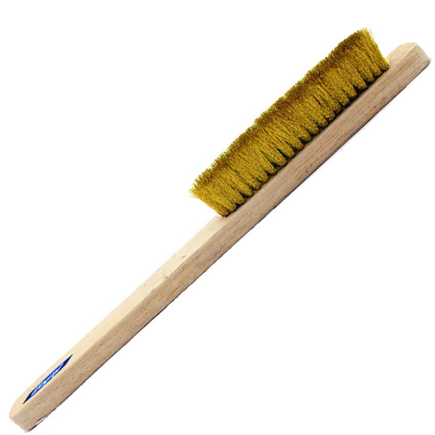 Brass Hand Brush with Crimped Wire and Wood Handle: Ideal for Cleaning and Polishing Jewelry 8-1/4"" image 3