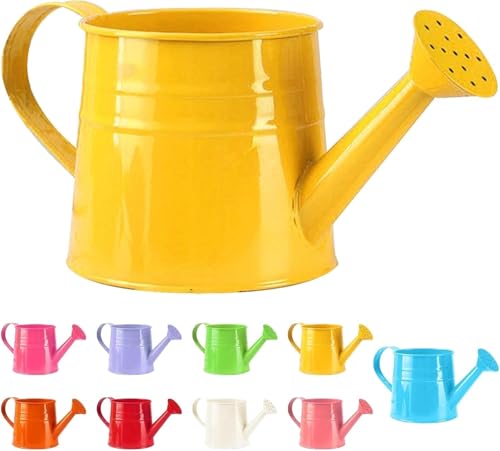 Gießkanne Klein Zimmerpflanzen 1L Kleine Gießkanne Metall Blumentopf Giesskanne Garten Balkon Watering Can Kieskanne Vintage Blumengießkanne Pflanzengießkanne Gartenwerkzeug (1PC/Gelb)
