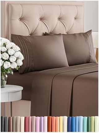 Full Size 4 Piece Sheet Set – Comfy Breathable & Cooling Bed Sheets Set – Hotel Luxury Bedding for Women, Men, Kids, Teens, Boys & Girls – Deep Pockets, Ultra-Soft and Wrinkle Free – Oeko-Tex – Brown