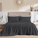 Short Alaskan King 80x108 Size Luxurious 600 Thread Count Soft & Silky Feel Long Staple 100% Egyptian Cotton Sheet Set, Fits Mattress Up to 18 inches Deep Pocket Sheet Set Dark Grey Color
