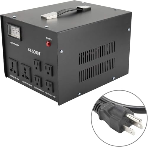 ST-5000 Voltage Transformer Converter with Meter- 110V/220V Voltage Regulator Transformer - Step Up/Down