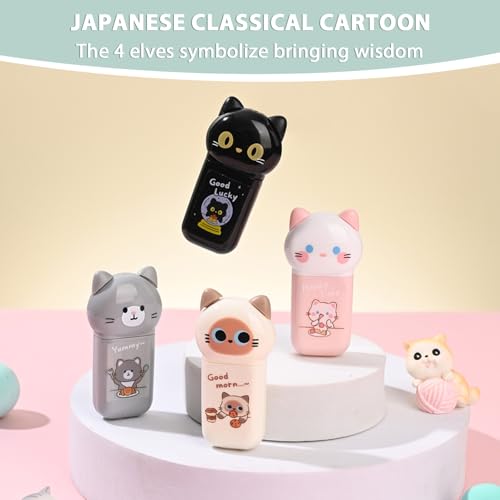 Lot de 6 mini stylos à ruban de correction japonais et papeterie chat kawaii - 2