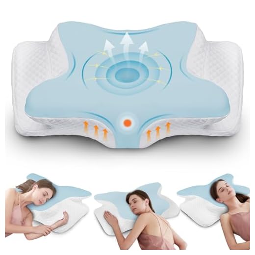 Cuscino Cervicale Memory Foam Ergonomico, Cuscino Ortopedico Progettato per Dormitori Laterali, Supini e Proni, Federa Sfoderabile e Lavabile, 62x41x13/11 cm, Bleu