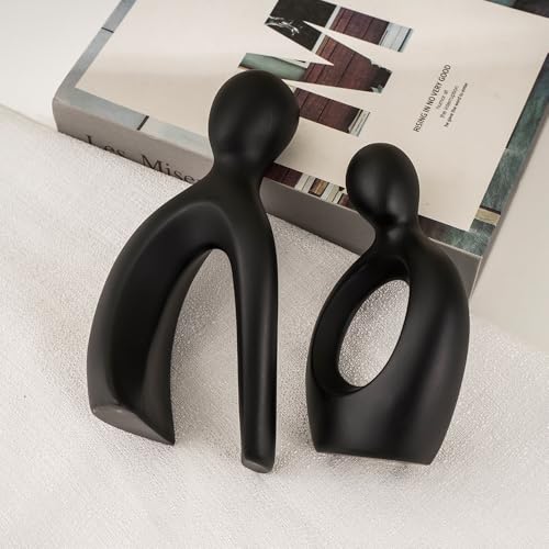 Escultura Abstracta Negra de Pareja Abrazándose miniatura 6