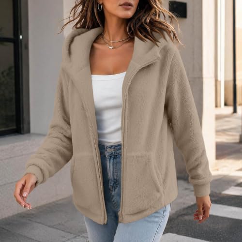 YRAETENM Womens Fleece Coat Teddy Mid‑Length Outerwear - image 3