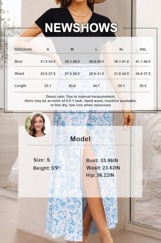 Image of Newshows Women's 2026 Lightweight Summer Wedding Guest Beach Vacation Casual V Neck Split Flowy Maxi Dress