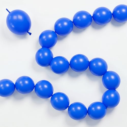 Image of Royal Blue Linking Balloons, 100PCS 6 Inch Dark Blue Link Balloons for Making Balloon Wall Heart Arch, Tails Balloon for Birthday Graduation Wedding Gender Reveal Under The Sea Ocean Party Decorations