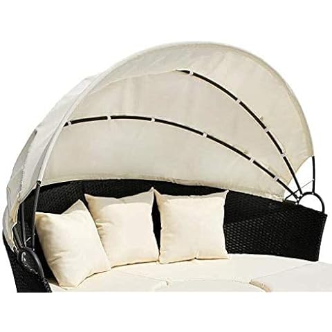 Garden Haven Universal Rattan DayBed 210cm Diameter Replacement CREAM Canopy with Velcro that Wraps onto the Canopy Poles Framework for a Smart Finish Heavyweight Polyester Waterproof Material Cover