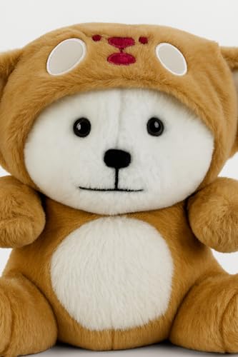Image of Fun4you Hooded Teddy Bear - Soft Plush Stuffed Toy for Baby Girls | Huggable Toys for Girls and Boys | Birthday Gift for Babies | Panda Teddy for Toddlers | Brown and White 50 cm