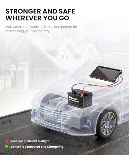 Image of POWOXI 3.3W-Solar-Battery-Trickle-Charger-Maintainer -12V Portable Waterproof Solar Panel Trickle Charging Kit for Car, Automotive, Motorcycle, Boat, Marine, RV, Trailer, Powersports, Snowmobile, etc.