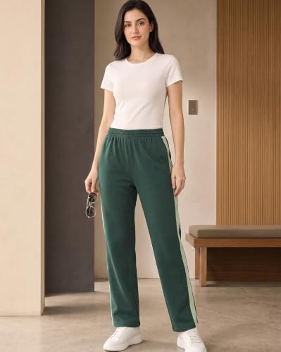Image of Nobero Joggers for Women | Track Pants for Women | Straight Fit | Elasticated Waist with Drawcord | Soft & Breathable Fabric | Casual Everyday Wear