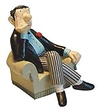 Augenweide, handbemalt, 1 kg schwer und 14 cm hoch, mit rutschfestem Filzboden. Hält auch dicke Wälzer an ihrem Regalplatz.