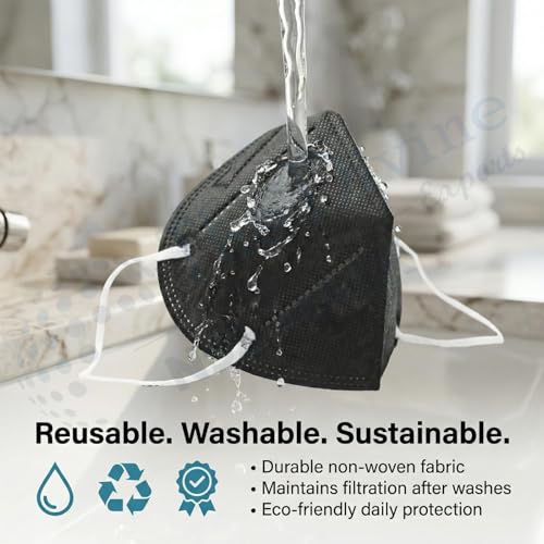 Image of Reusable & Washable Face Mask - Breathable Foldable Non-Woven Fabric Mask with Adjustable Ear Loops for Everyday Use, Comfortable Unisex Fit