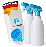 SprühSprüh® Sprühflaschen 2er Set – BPA-frei Zerstäuber mit Gratis Faltbarem Trichter – 500ml Nachfüllbare Sprühflaschen mit Feinem Sprühkopf für Haushalt, Garten & Pflanzen