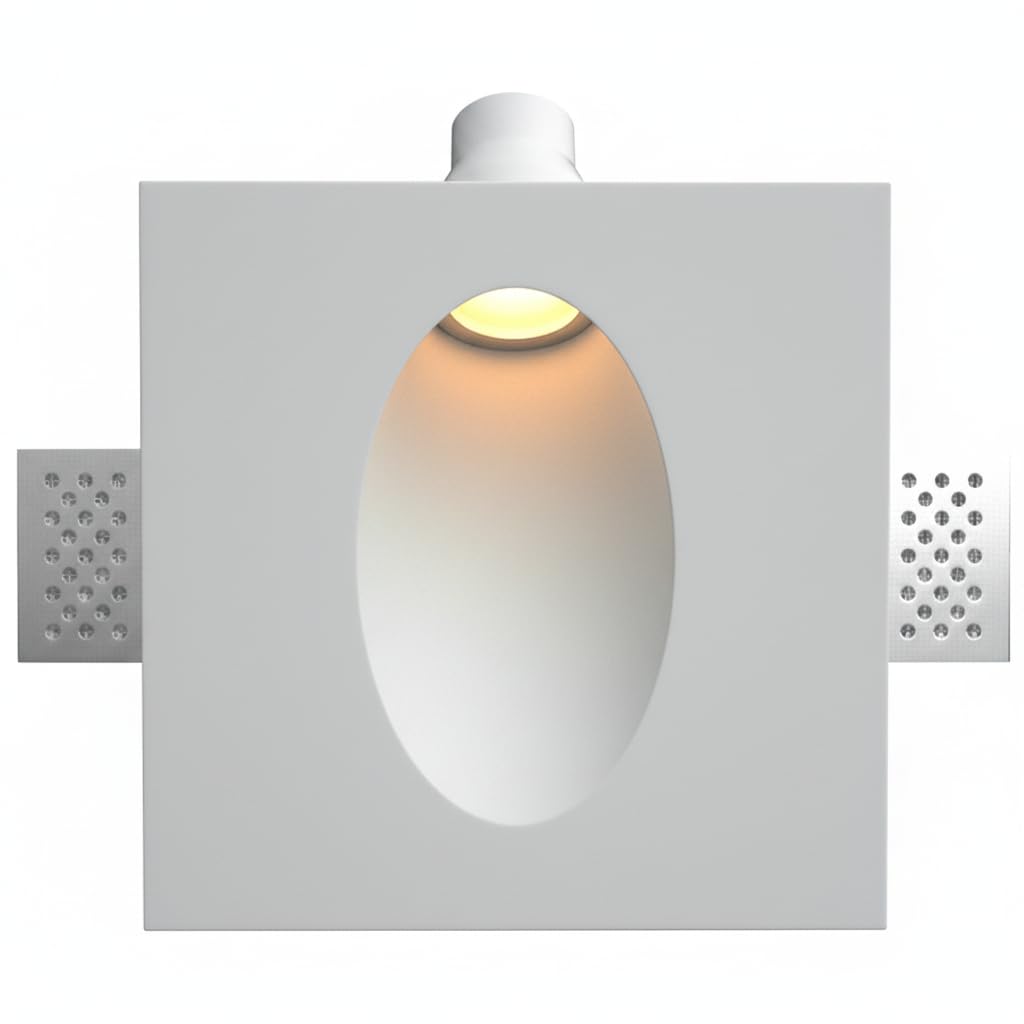 BARCELONA LED Applique Murale Encastrable en Plâtre 100x100mm Blanc Trimless LED 1W 2700K Lumière Chaude, Lampe Murale Intégrée en Plâtre, Design Classique Moderne et Luxe Intérieur
