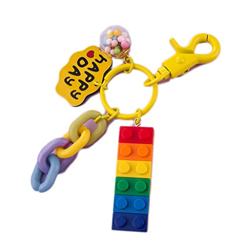 RJJ Bloques de construcción Llavero Colgante Personalidad Creativa Coche Lindo Hombres y Mujeres Pareja Mochila Escolar Llavero Anillo Bolsa Colgante (Color : Yellow, Size : One Size) Cover