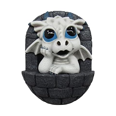 World of Wonders Adventure Awaits White Ice Dragon Wall Hanger | Fantasy Dragon In Castle Figurine | Dreamland Dragon Collectible Decor Cover