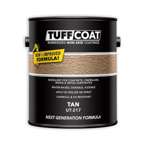 Image of Tuff Coat Medium Texture Rubberized Non-Skid Deck Coating - Textured Non-Slip Safety Surface for Pool Decks, Docks, Boat Ramps, Patios, Walkways & High-Traffic Areas (UT 217 Tan 1-gallon)