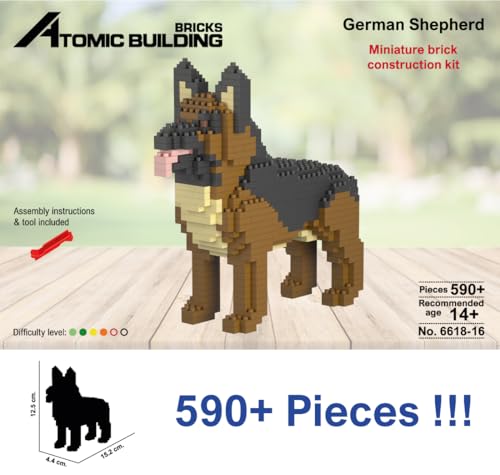 Atomic Building Kit De Construction en Mini-Blocs. Figurine D’Animal De Compagnie À Assembler. pour Collectionneurs Adultes Et Enfants. Chien Berger Allemand/German Shepherd – vue 6