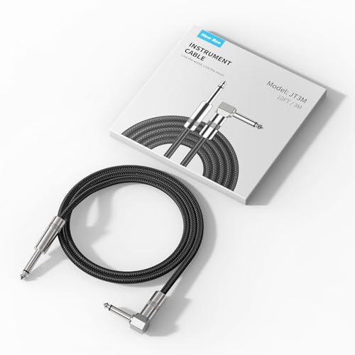 Image of New Bee Guitar Cable 3ft Electric Instrument Cable Bass AMP Cord Straight to Straight for Electric Guitar, Bass Guitar, Electric Mandolin, Pro Audio, Black