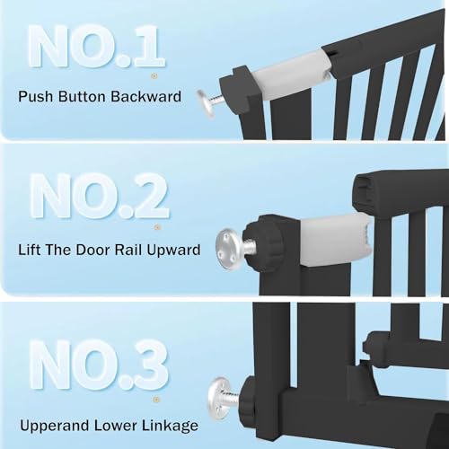 SHYUJAJIE 51 Inch Extra Tall Baby Gate Auto Close Cat Gate Adjustable 29.92\"-43\" Wide Pressure Mounted Pet Gate for Doorways,Stairs, House (Black, 51.18 inch)