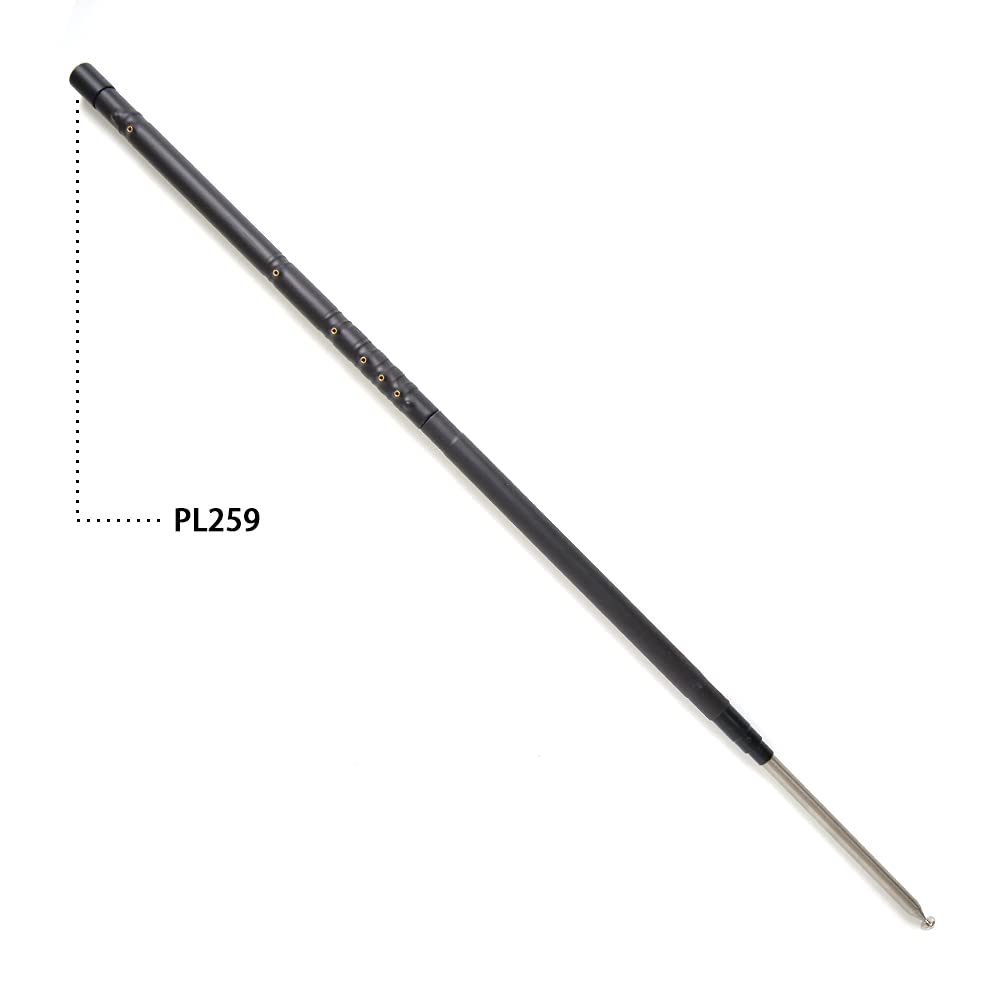 Antena telescópica portátil GRA‑1900T HF/VHF | 1,8-50 MHz (160-6 m) con conector PL‑259/UHF | 120 W, ligera, baja SWR DX antena móvil