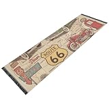 BOENLE Non Slip Runner Rug Washable Area Rugs Retro Route 66 Carpet for Hallways Kitchen Laundry Room Bedroom