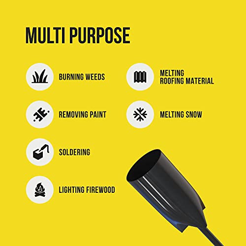 Propane Torch Weed Burner 500,000 Btu - Flame Weeder Kit With Carry Case - Heavy-Duty Flame Thrower With Flint Striker - Adjustable Flame, Long Hose 10Ft - Compact Garden, Roofing Flamethrower Torch #TOP6