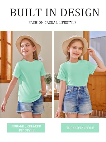 Image of Girls Short Sleeve T Shirts Kids Summer Tops Crewneck Tees 5-14 Years