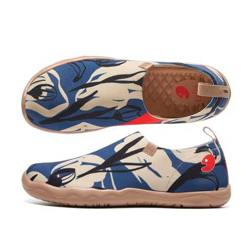 UIN Men's Floral Slip On Shoes Colorful Comfortable Lightweight Art Travel Sneakers Casual Loafers