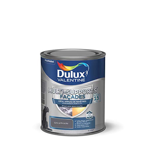 Dulux Valentine Peinture Multi-Supports Extérieure - Façades - Mat Gris Anthracite 1L