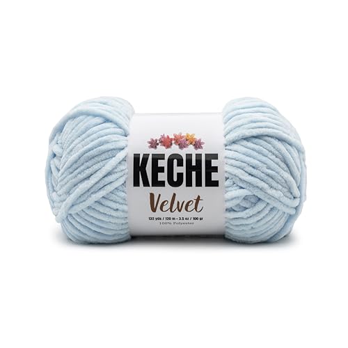 Image of Keche Velvet Yarn for Crocheting, Soft Chenille Bulky Baby Blanket Amigurumi Yarn 100 gr (132 yds) - Baby Blue