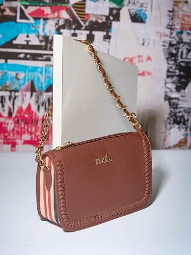 Image of ZOUK Small Shoulder Bag Bag for Women | Stylish Vegan Leather Shoulder Bag with Gold Chain Handle | Water-Resistant | Chic & Handcrafted Purse |