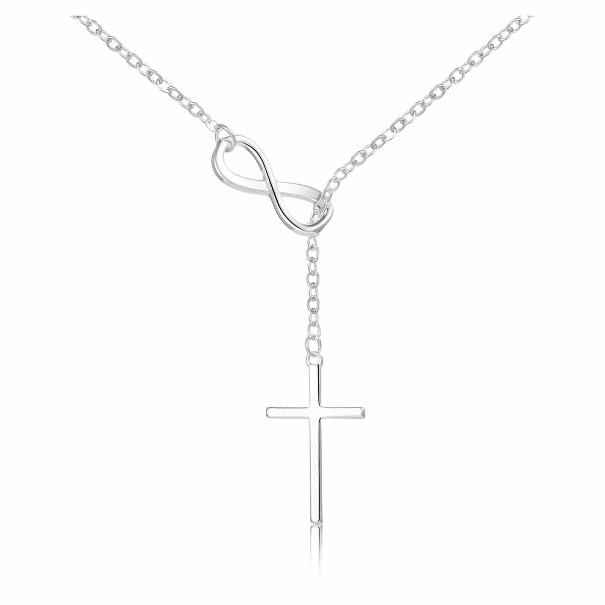 Easter Basket Stuffer Infinity Cross Necklace for Women, 14K Gold Plated Necklace Pendant Unique Trendy Cross Jewelry, Non Tarnish & Waterproof Christian Jewelry - First Communion Confirmation Easter Gifts