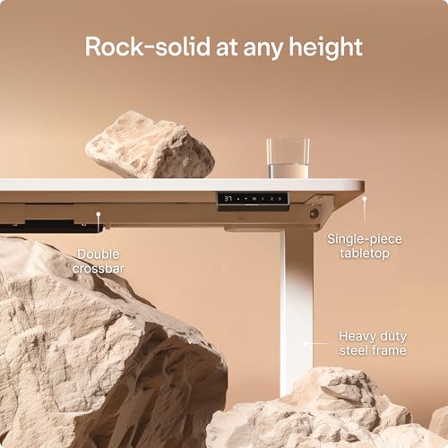 Image of Desktronic HomePro Standing Desk 60x30 - Made in Europe, Ergonomic Sit Stand Home Office Desk, Electric Height Adjustable, Dual Motor, USB & USB-C Charging, Wobble-Free, Touchscreen, 3 Memory Presets