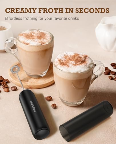 SIMPLETaste Milk Frother Wand Rechargeable Handheld Drink Mixer, USB-C Electric Whisk with Stainless Steel Whisk for Coffee, Lattes, Cappuccino, Matcha, Hot Chocolate&Creamer