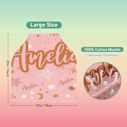Image of Personalised Car Seat Cover for Babies - Multi-use Pink Carseat Canopy Cover with Name, Car Seat Covers, Christmas Birthday Gifts for Infant Boys and Girls