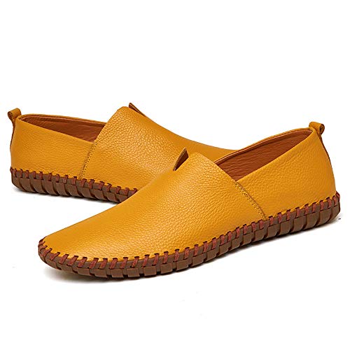 Loafer for Men Round Toe Pull On Lychee Pattern Hand Stitching Pull Tap Anti Slip Genuine Leather Rubber Sole4