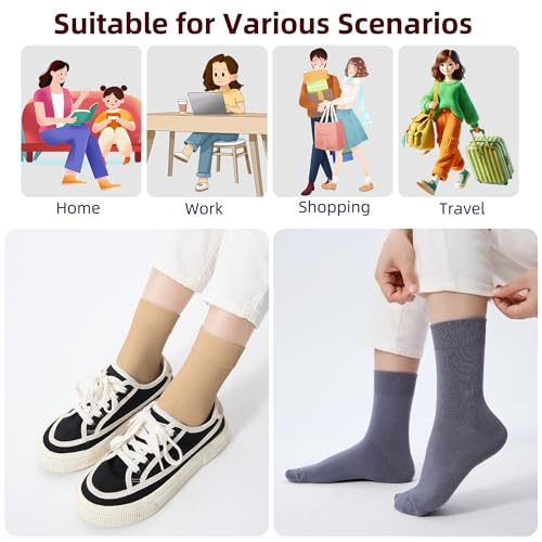 Image of Corlap Women's Thin Above Ankle Socks - 6Pairs Cotton Casual Bootie Dress Crew Socks