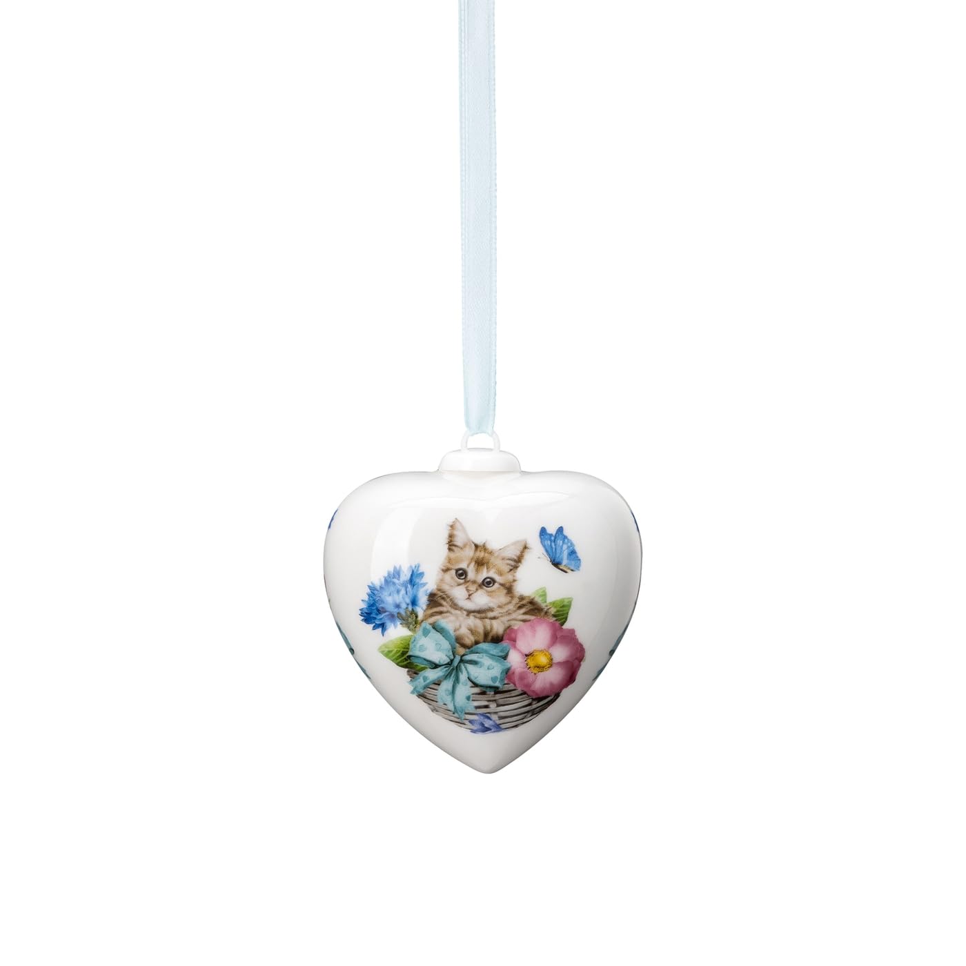 Hutschenreuther Porselein Mini Heart 2025, porseleinen hart om op te hangen, hoogte 4,5 cm, verzameleditie Pasen, porselein meerkleurig, motief narcis wit