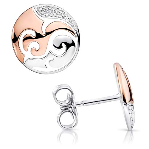 MATERIA Damen Ohrstecker rose gold rund - 925 Silber Ohrringe Stecker...